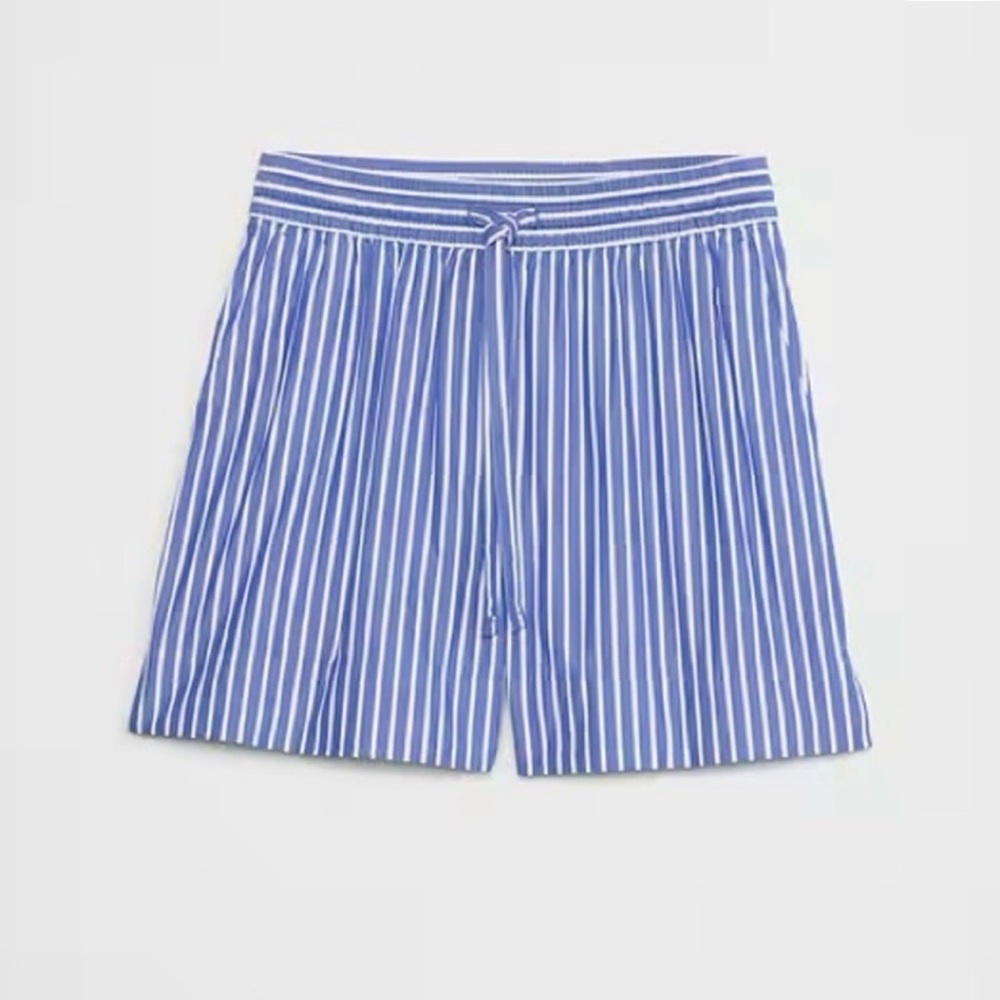 Banana Republic Factory Seersucker Striped Blue White Drawstring Shorts XS - Picture 2 of 7